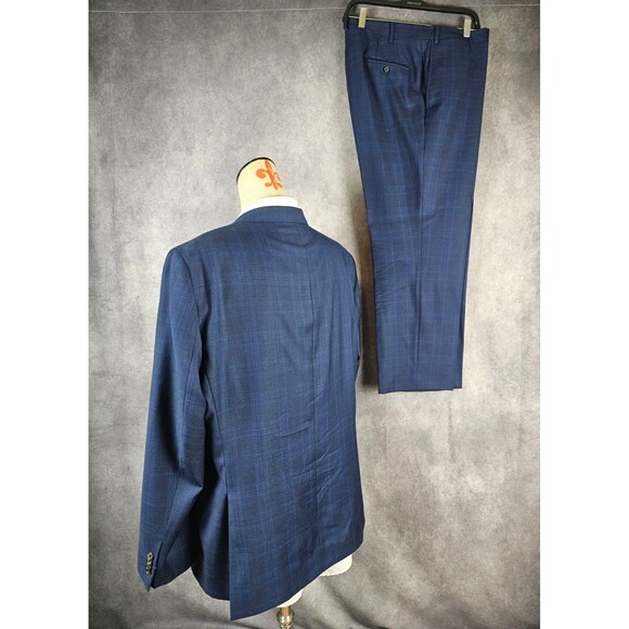 Cremieux Zelander Loro Piana Merino Suit 46R Blazer 40x29 Pants Blue Plaid READ - Picture 2 of 12